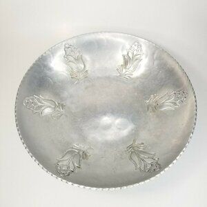 Vintage B. W. Buenilum Hammered Aluminum Bowl Engraved Hops Design